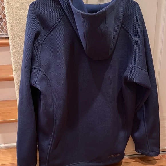 Excellent L Blue Hooded Spyder Men's Stellar Jacket Sherpa Lined Bonded Fleece - Picture 5 of 5